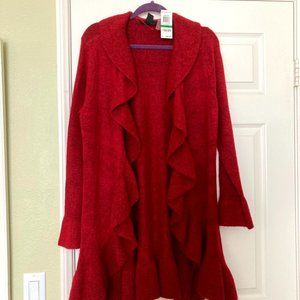 NWT Style & Co Long Red Cardigan, size L